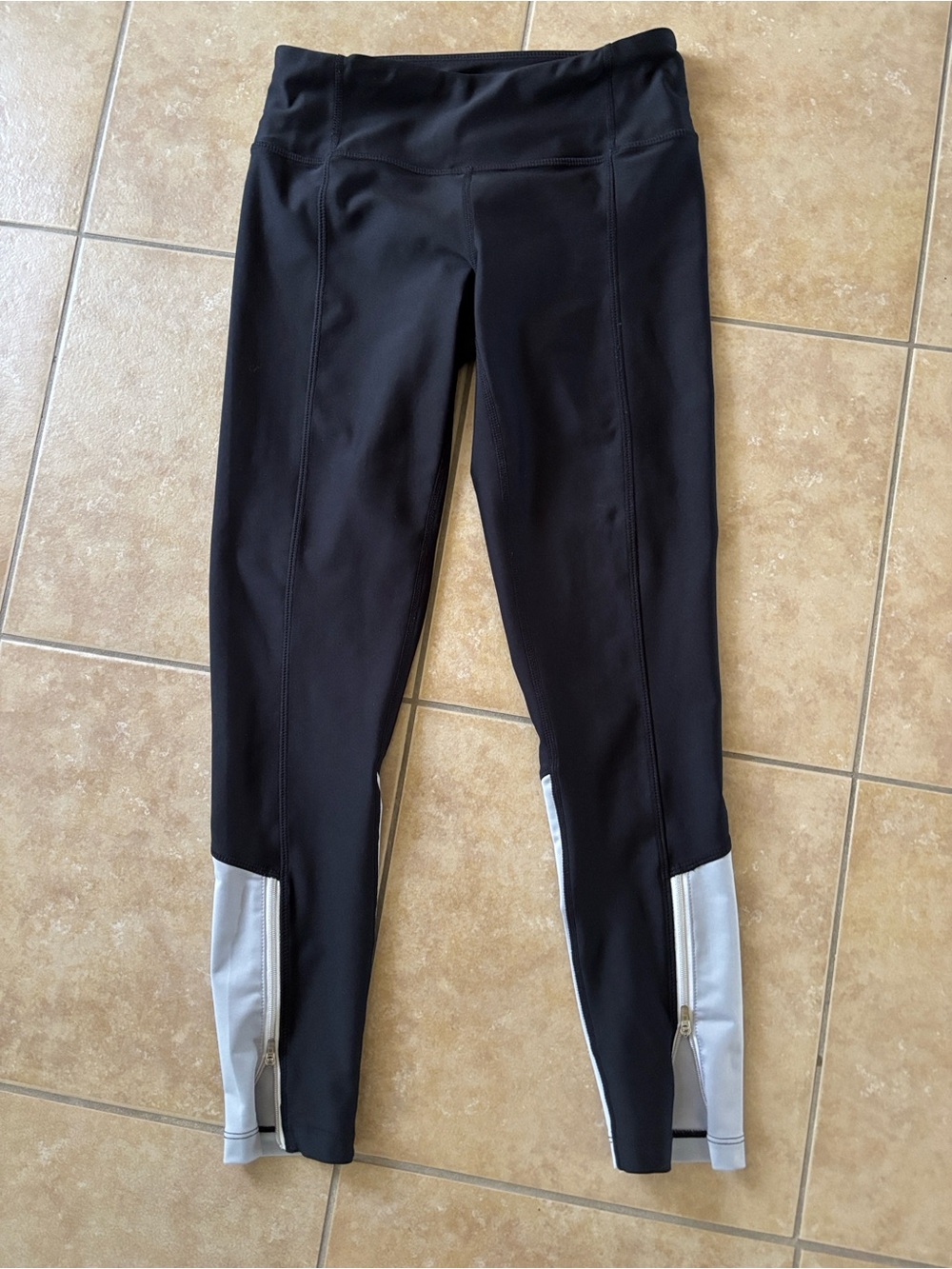 Zella Black Leggings with Silver Ankle Panels